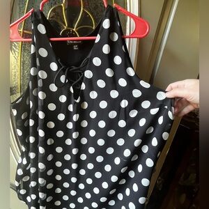 Sleeveless dress tank, Lane Bryant, black with polka dots